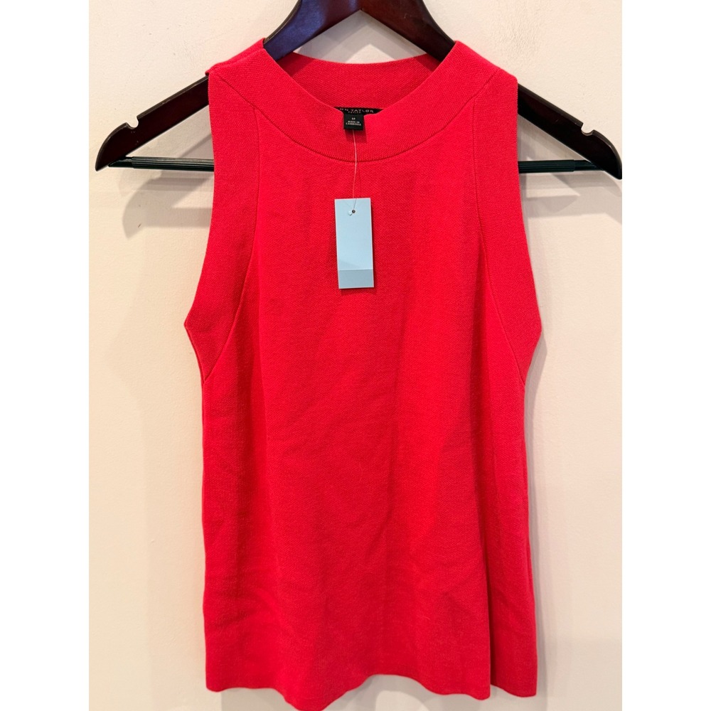 Ann Taylor Petite Red Sleeveless Knit Sweater Shell Top SP NWT 615530